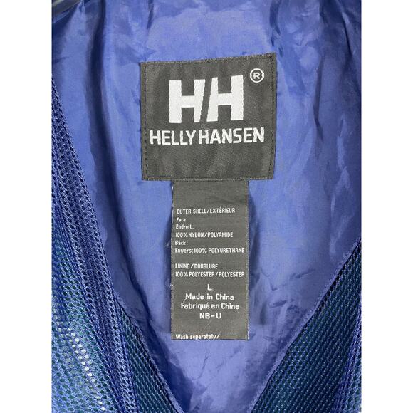 Helly Hansen Mens Large Packable Adjustable Rain Wind Full Zip Jacket Blue Flaws - Picture 10 of 16